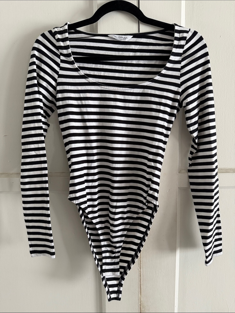 Miss Selfridge Striped Black & White Long Sleeve Bodysuit